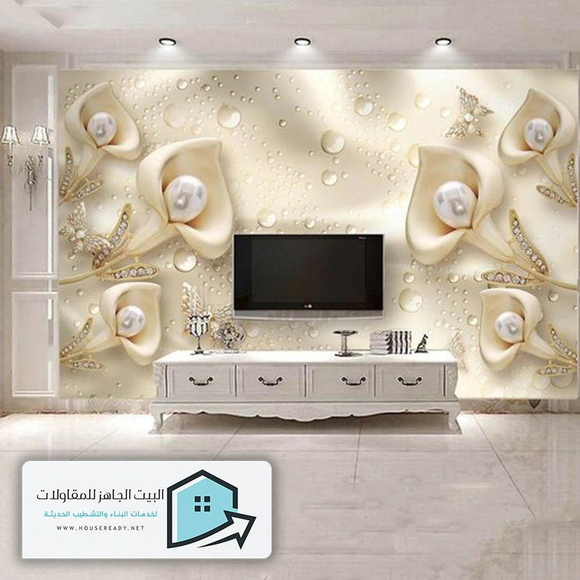 تركيب ورق جدران خلف التلفزيون