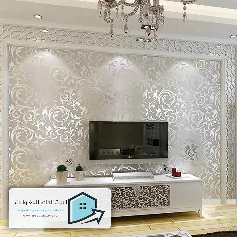 تركيب ورق جدران خلف التلفزيون