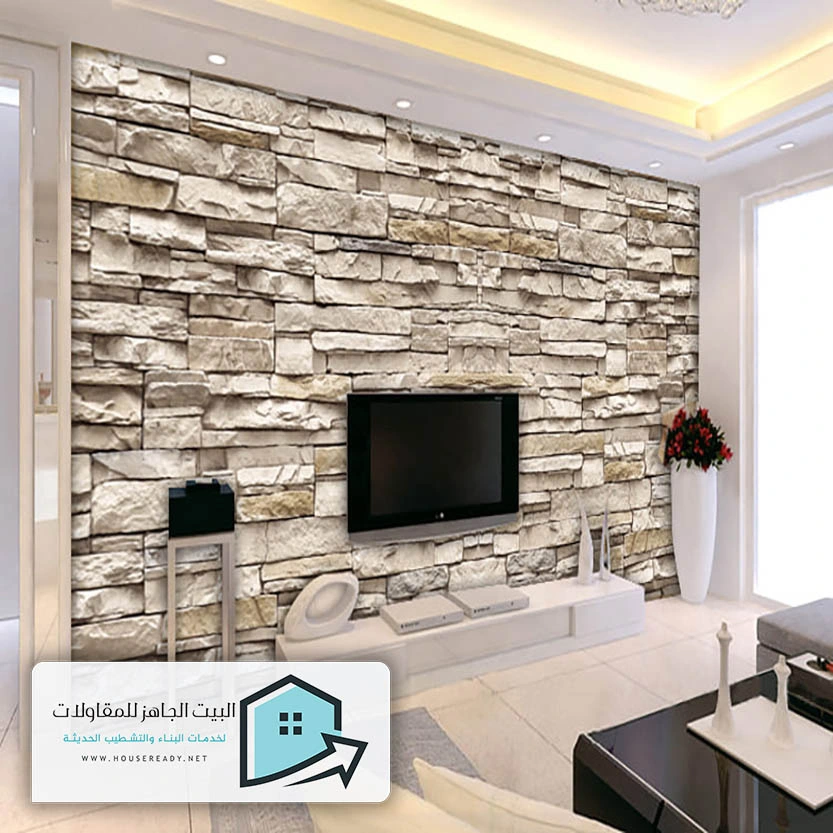 تركيب ورق جدران خلف التلفزيون