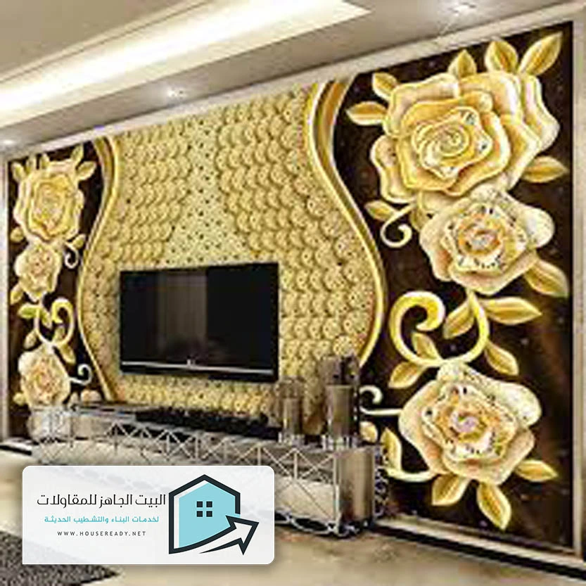 تركيب ورق جدران خلف التلفزيون