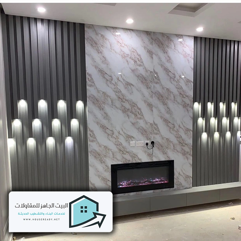 تركيب بديل الخشب مع إضاءة