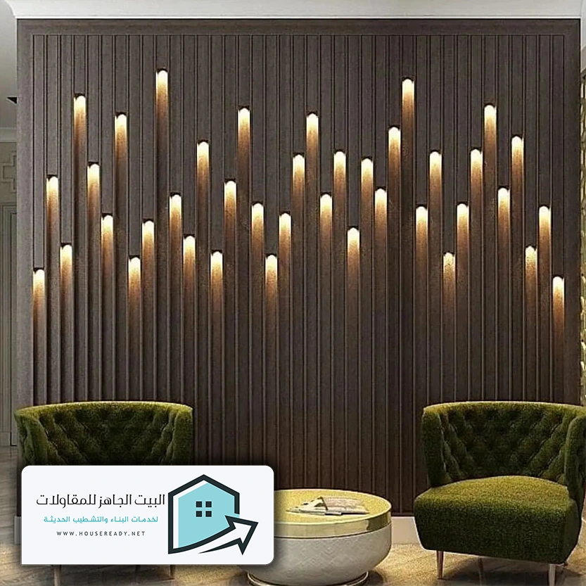 تركيب بديل الخشب مع إضاءة